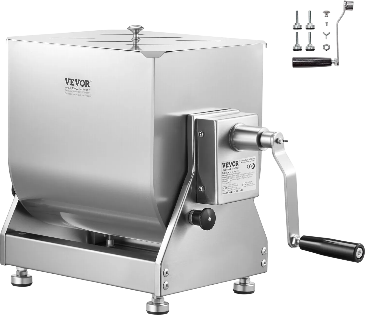Vevor Manual Meat Mixer 30 lb. Capacity Tilt Tank Stainless Steel with Gear Reducer New