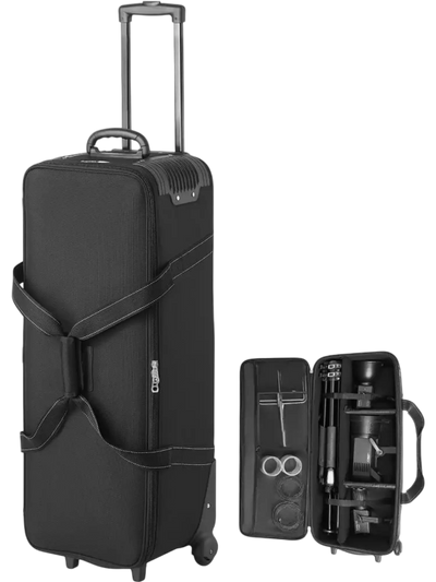 VEVOR Studio Equipment Trolley Case, 35.83 x 11.81 x 14 in / 91 x 30 x 35.5 cm, Rolling Camera Bag, Carrying Bag with Wheels Straps Padded Compartment Handle, for Light Stands, Tripods, Telescopes