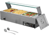 VEVOR Commercial Food Warmer, 1500W Electric Stainless Steel Steam Food Warmer with Glass Cover, 3-Pan Countertop Buffet Bain Marie with Soup & Perforated Ladles, for Catering, Restaurant & Party