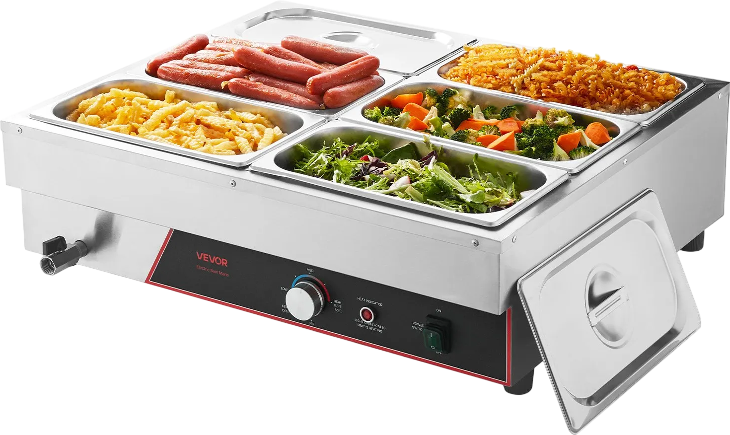 Vevor Commercial Food Warmer 6-Pan Countertop Steam Table Stainless Steel 1500W New