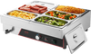 VEVOR Commercial Food Warmer, 1500W Electric Stainless Steel Steam Food Warming with Lid, 6-Pan Fast Heating Countertop Buffet Bain Marie with Power Cord, for Catering, Restaurant, Party & Buffets