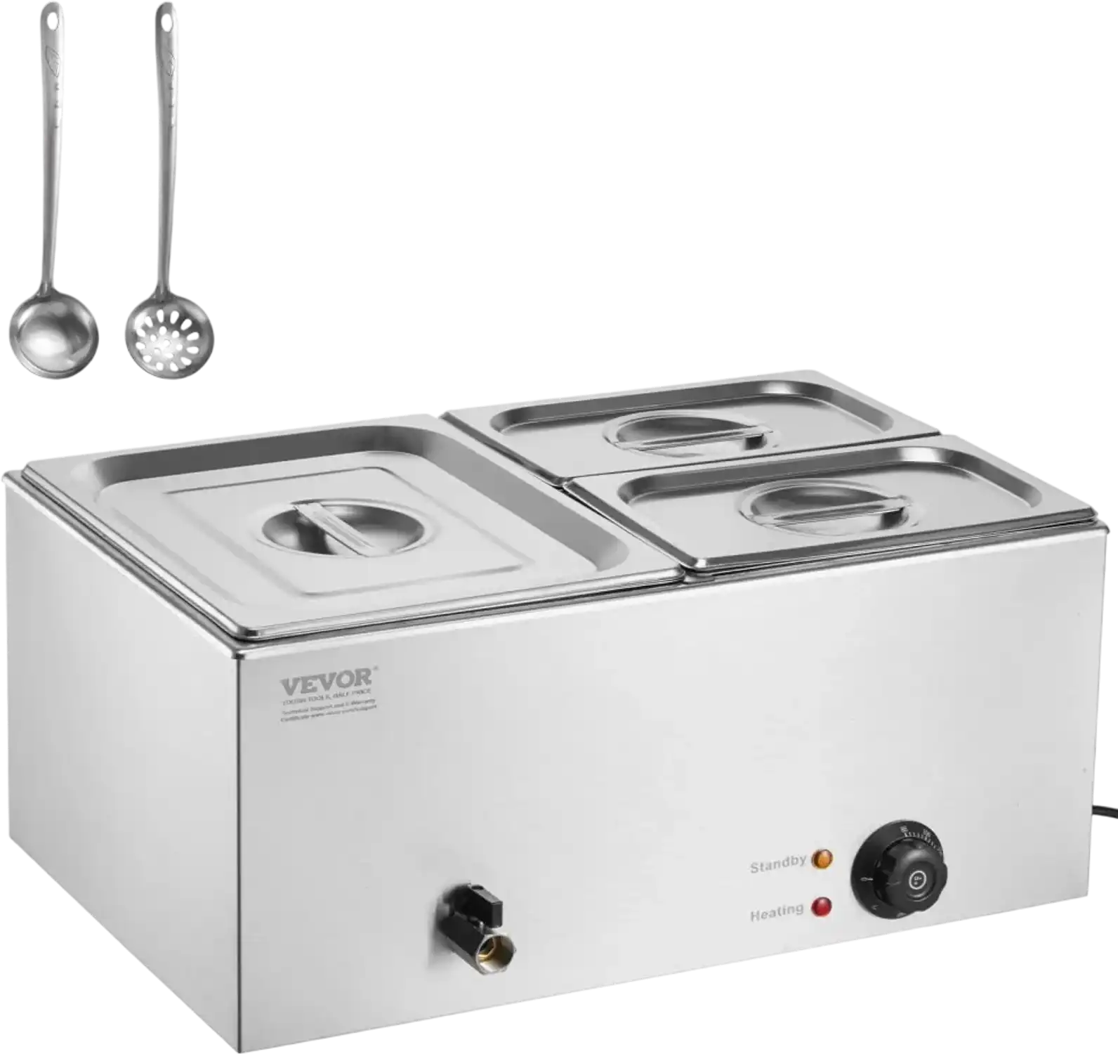 Vevor Food Warmer 3-Pan 17 qt Countertop Bain Marie New