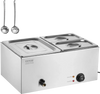 VEVOR 24QT Commercial Food Warmer, 3-Pan Electric Steam Table, 1200W Professional Countertop Stainless Steel Buffet Bain Marie with 86-185°F Temp Control for Catering, Buffet, Parties, Restaurants