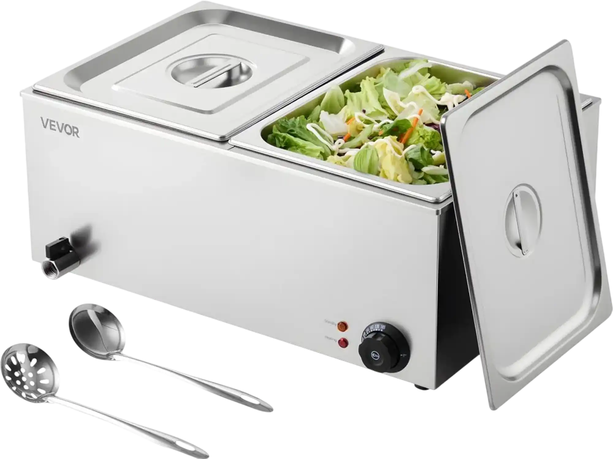 Vevor Electric Food Warmer 24 qt 2-Pan Countertop Bain Marie Steam Table New