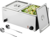 VEVOR 24QT Commercial Food Warmer, 2-Pan Electric Steam Table, 1200W Professional Countertop Stainless Steel Buffet Bain Marie with 86-185°F Temp Control for Catering, Buffet, Parties, Restaurants