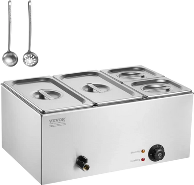 Vevor Food Warmer 4-Pan 16.4 qt Countertop Bain Marie New