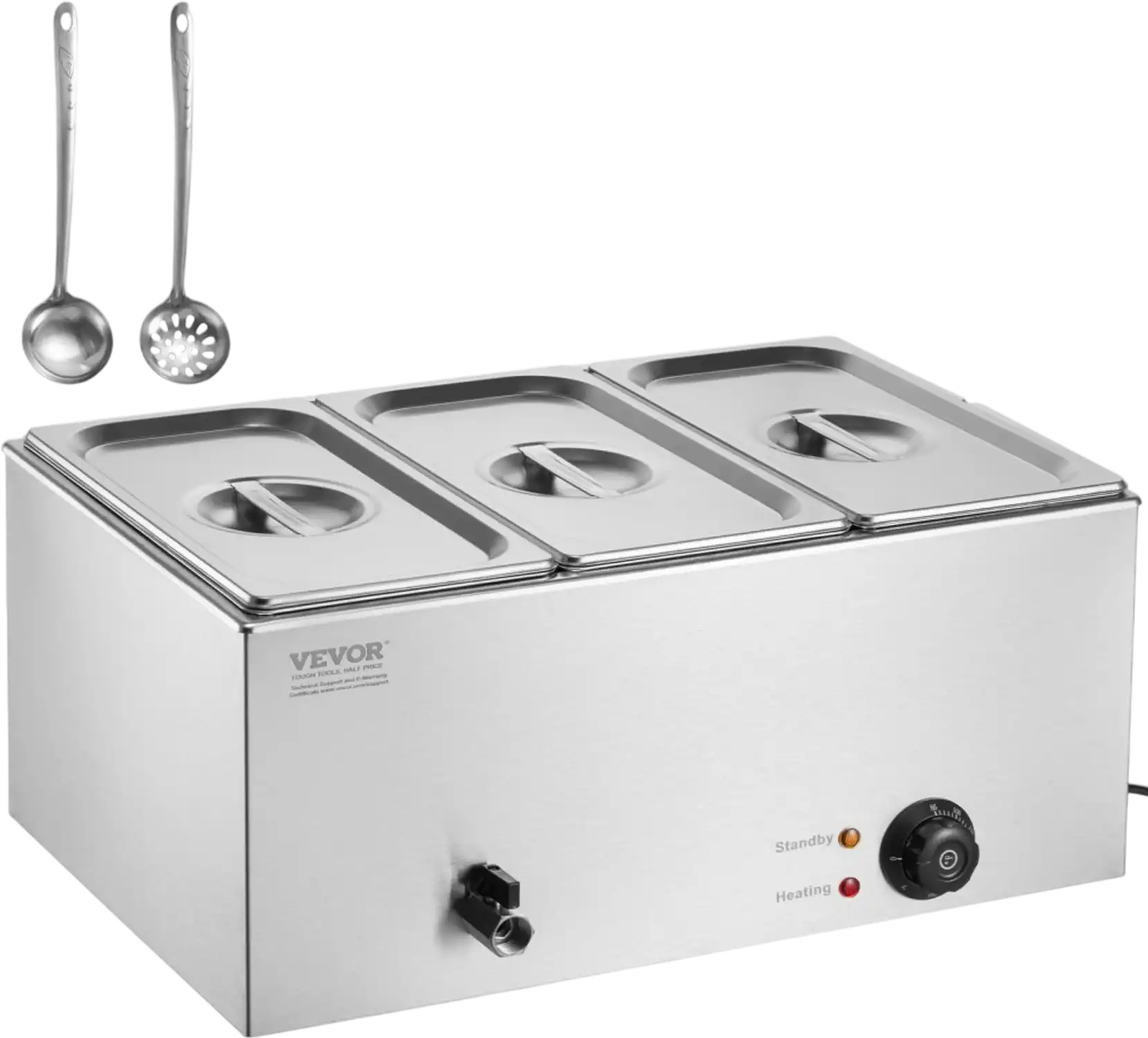 Vevor Food Warmer 3-Pan Commercial Bain Marie Countertop Buffet 17.4 qt New