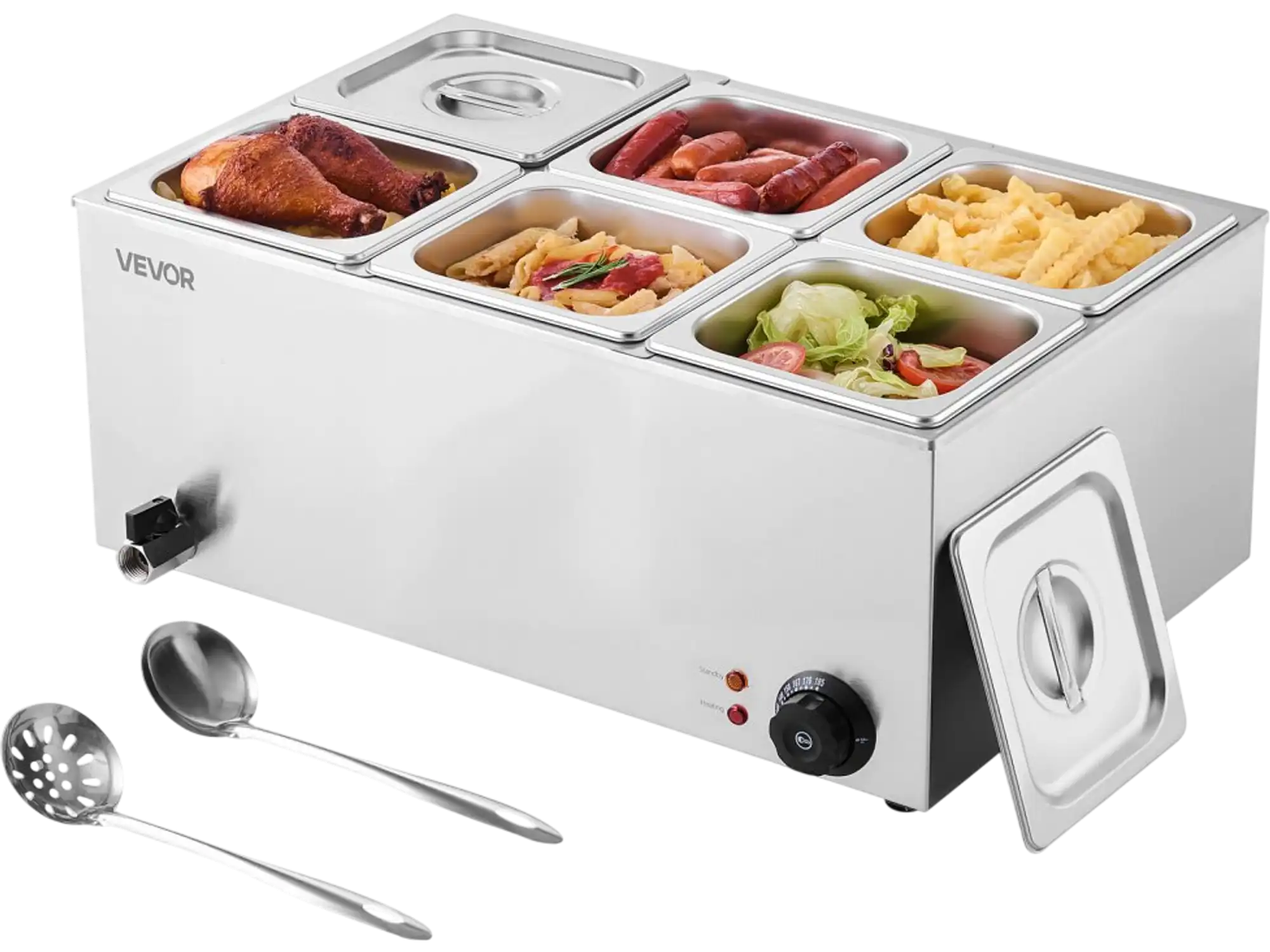 Vevor Food Warmer 24 qt 6-Pan Countertop Bain Marie New