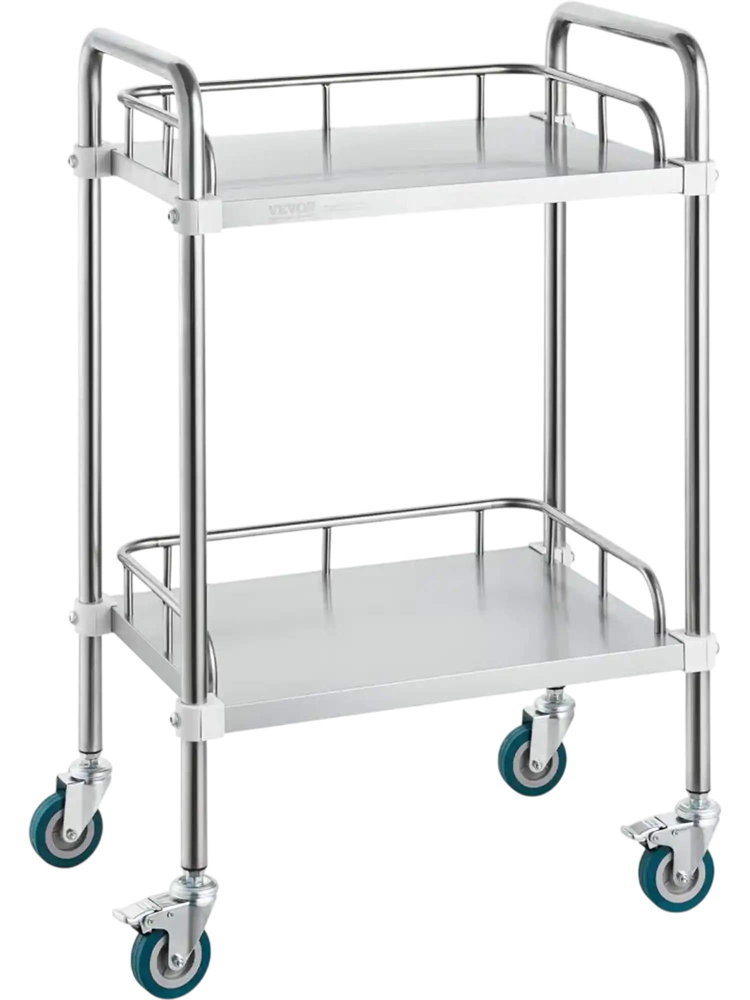 Vevor Lab Rolling Cart 2-Shelf Stainless Steel Utility Cart 15.16