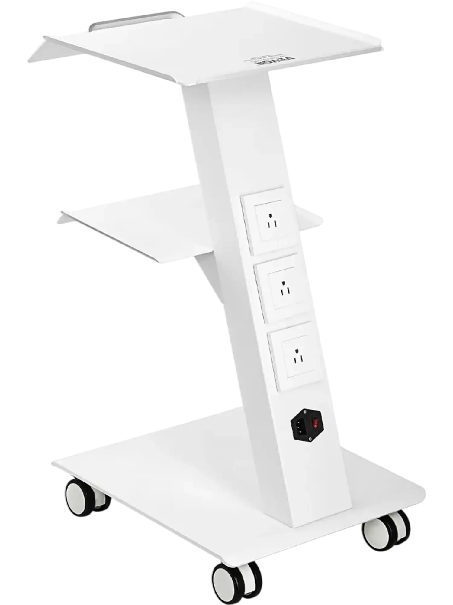 Vevor Lab Trolley Rolling 3-Tier Mobile Cart with Built-in Socket New