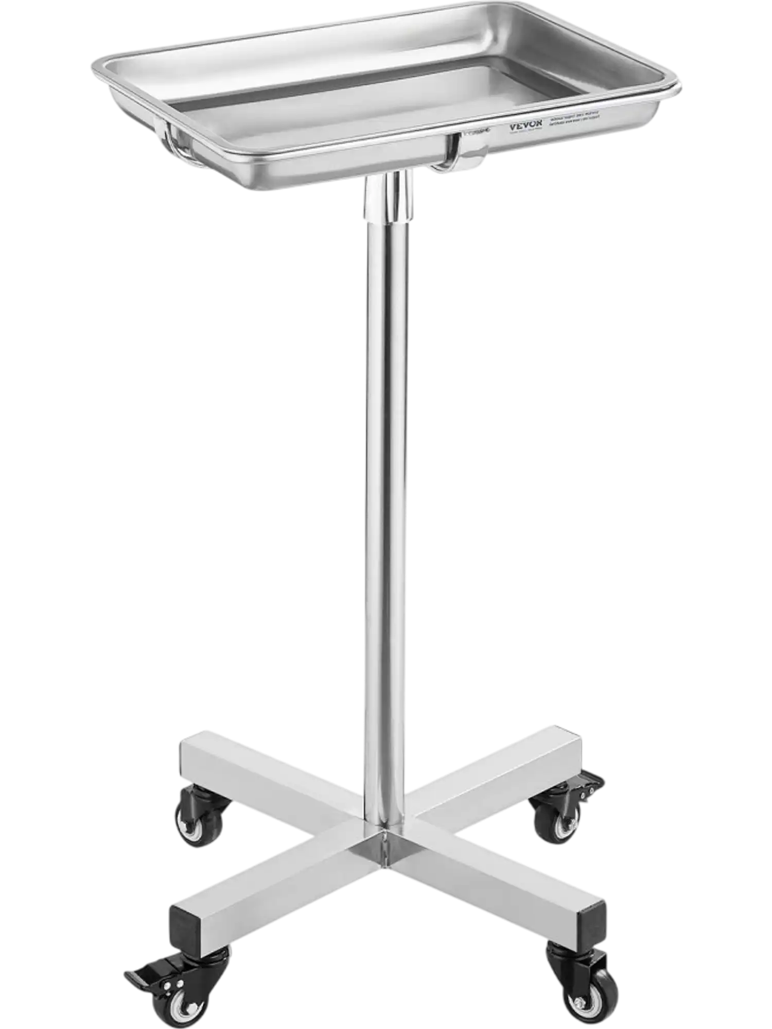 Vevor Mayo Stand Stainless Steel Medical Tray on Wheels Adjustable 25.2
