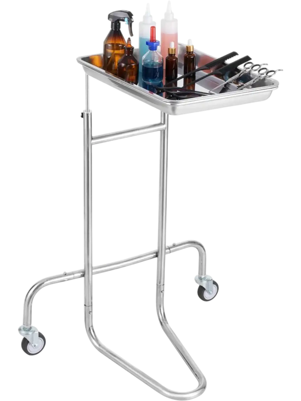 VEVOR Stainless Steel Lab Carts, Lab Utility Cart with Single Tray, Mobile Medical Cart with 2 Silent Wheels, Lab Rolling Cart for Lab, Clinic, Hospital, Salon