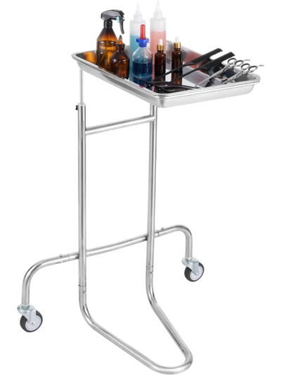 VEVOR Stainless Steel Lab Carts, Lab Utility Cart with Single Tray, Mobile Medical Cart with 2 Silent Wheels, Lab Rolling Cart for Lab, Clinic, Hospital, Salon