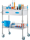 VEVOR Service Cart, 2 Layers Stainless Steel Utility Rolling Cart, Medical Cart with Two Drawers, Dental Utility Cart with Lockable Wheels and A Bucket, Ideal for Laboratory, Hospital, Dental Use