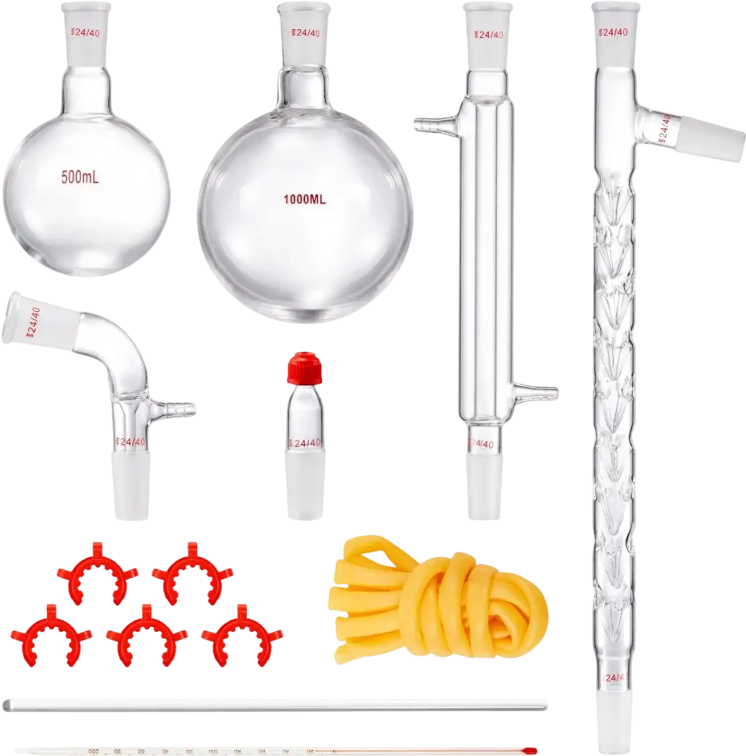 Vevor Lab Distillation Kit 1000ml 14-Pc 3.3 Boro Glassware Essential Oil Apparatus New