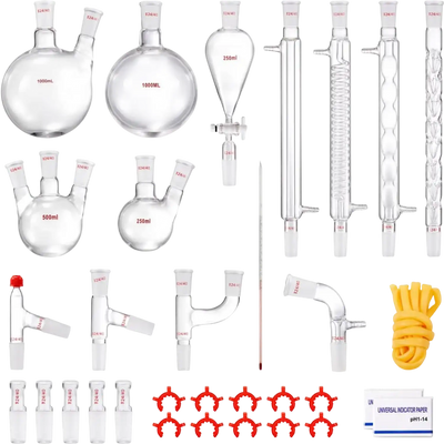 Vevor Lab Distillation Kit 1000 ml 32-Pc Borosilicate Glassware Set New