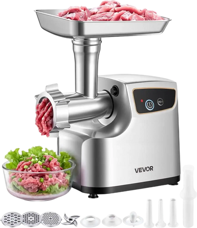 VEVOR Electric Meat Grinder, 5 Lbs/Min Capacity, #8 Meat Mincer with 3 Grinding Plates, 3 Sausage Stuffing Tubes & Kubbe Kit, 700W/0.77HP Sausage Stuffer Maker for Home Kitchens, ETL Listed