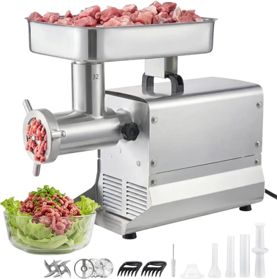 Vevor Meat Grinder Commercial #32 Electric Meat Mincer 21 lbs/Min Stainless Steel New
