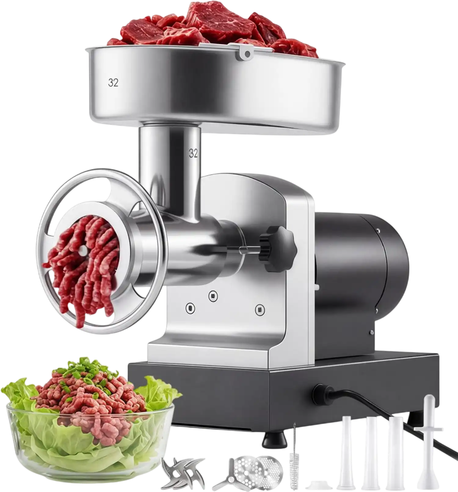 Vevor Meat Grinder Commercial Electric #32 21 lbs/Min Stainless Steel Sausage Maker New