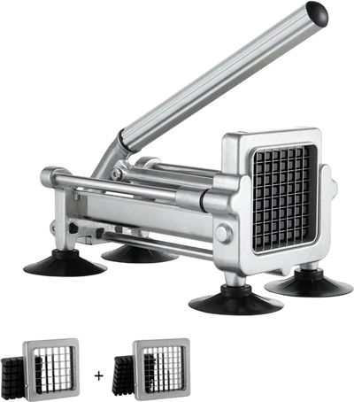 VEVOR French Fry Cutter, Potato Slicer with 1/2-Inch and 3/8-Inch Stainless Steel Blades, Manual Potato Cutter Chopper with Suction Cups, Great for Potato, French Fries, Cucumber, Vegetables, Carrot