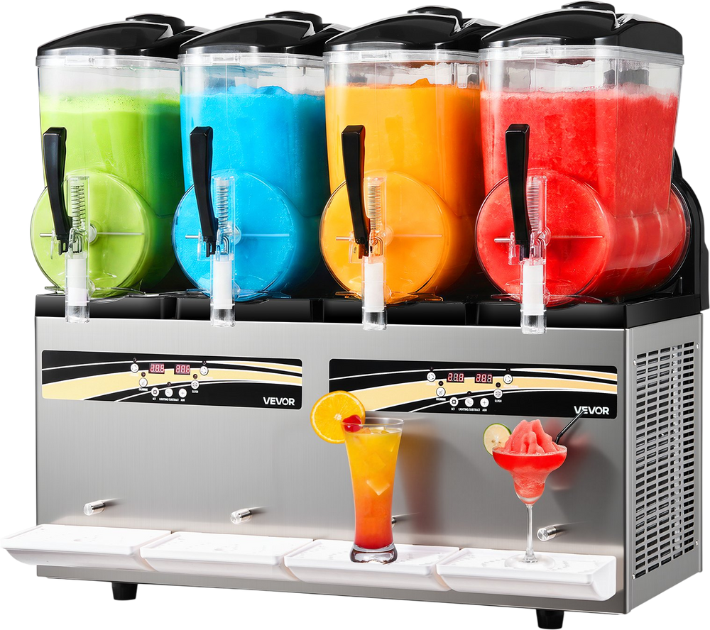 VEVOR Slushie Machine, 12L/3.17Gal x 4 Tank Commercial Slushy Maker, Frozen Drink Maker with Self-Cleaning, Margarita Machine for Restaurants Bars Party for Slushie, Margaritas, Milkshake & More
