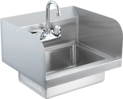 VEVOR Commercial Hand Sink with Faucet and Side Splash, Stainless Steel Sink for Washing, Small Hand Washing Sink, Wall Mount Hand Basin for Restaurant, Kitchen, Bar, Garage and Home, 17x12.8 inch
