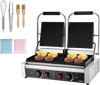 VEVOR Commercial Panini Grill, 3600W Electric Sandwich Panini Maker, Stainless Steel Double Sandwichs Press with Handle and Temp Control, 19x9 in Full Grooved Enamel Plate, for Hamburger Steak Bacon