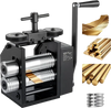VEVOR Rolling Mill 4-in-1 Round Flat Square Half-Round Pressing Roller Mill, Manual Jewelry DIY Tool, 0.03-7 mm Adjustable Thickness, Stable & Even Rolling, for Ductile Metals, Gold, Silver, Copper