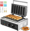 VEVOR Commercial Waffle Stick Maker, 6PCS 1500W Waffle Baker Machine, Non-Stick Stainless Steel Corn Hot Dog Waffle Iron with Temp and Time Control, Handle, for Restaurant Bakery Snack Bar Family