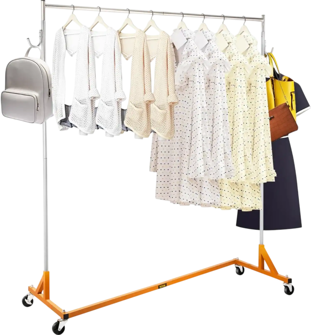 VEVOR Z Rack, Industrial Grade Z Base Garment Rack, Rolling Z Garment Rack, Sturdy Steel Z Base Clothing Rack with Lockable Casters for Home Garment Store Display Commercial Use Oran