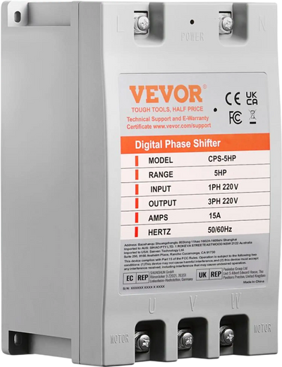 Vevor 3 Phase Converter 5HP 220V Digital Phase Shifter New