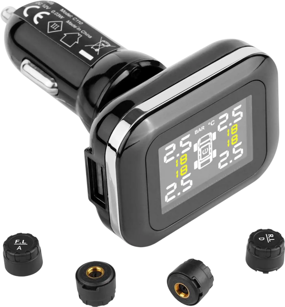 VEVOR RV Tire Pressure Monitoring System, 7.3-87 PSI Trailer TPMS, Universal Wireless Car Alarm System, Waterproof TPMS Sensors Set with 4 Sensors, 5 Alarm Modes, Real-time Display, Easy to Install