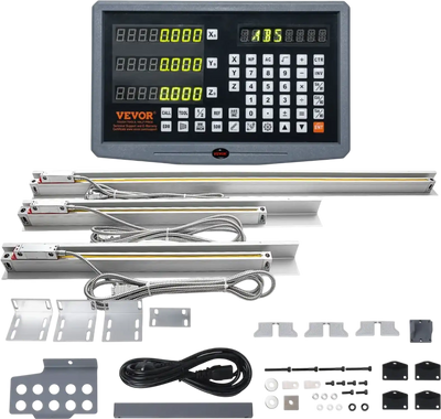 VEVOR Digital Readout 16 inch & 18 inch & 38 inch Linear Scale 3 Axis DRO Display Kit Multifunctional Crystal-Clear Display Precision 5μm Read Head