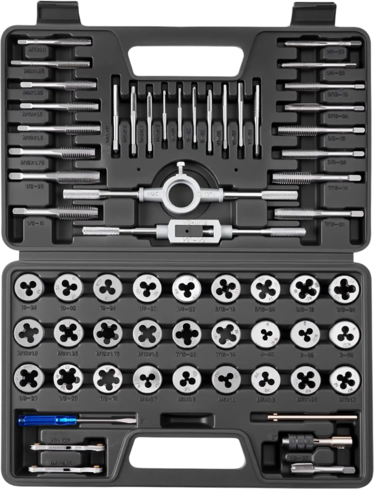 Vevor Tap and Die Set 60-Piece Metric and SAE Threading and Rethreading Kit New