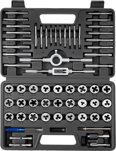 Vevor Tap and Die Set 60-Piece Metric and SAE Threading and Rethreading Kit New