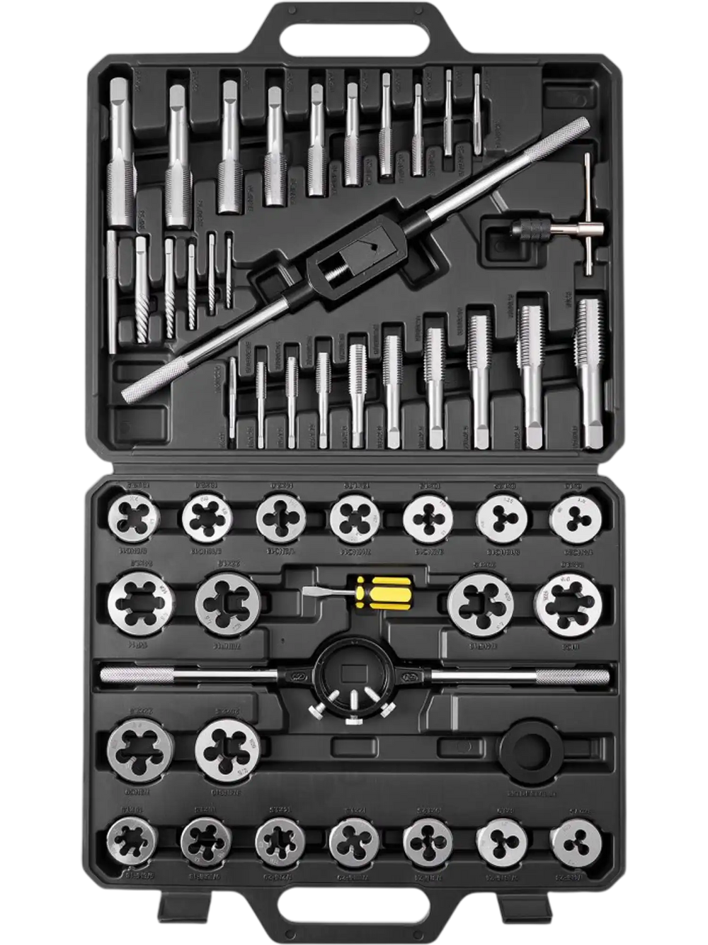 VEVOR Tap and Die Set, 51-Piece SAE Sizes 1/4" to 1", with Coarse and Fine Thread Taps and Dies, Wrench, Carrying Case and Complete Accessories, Bearing Steel, for Threading and Rethreading Threads