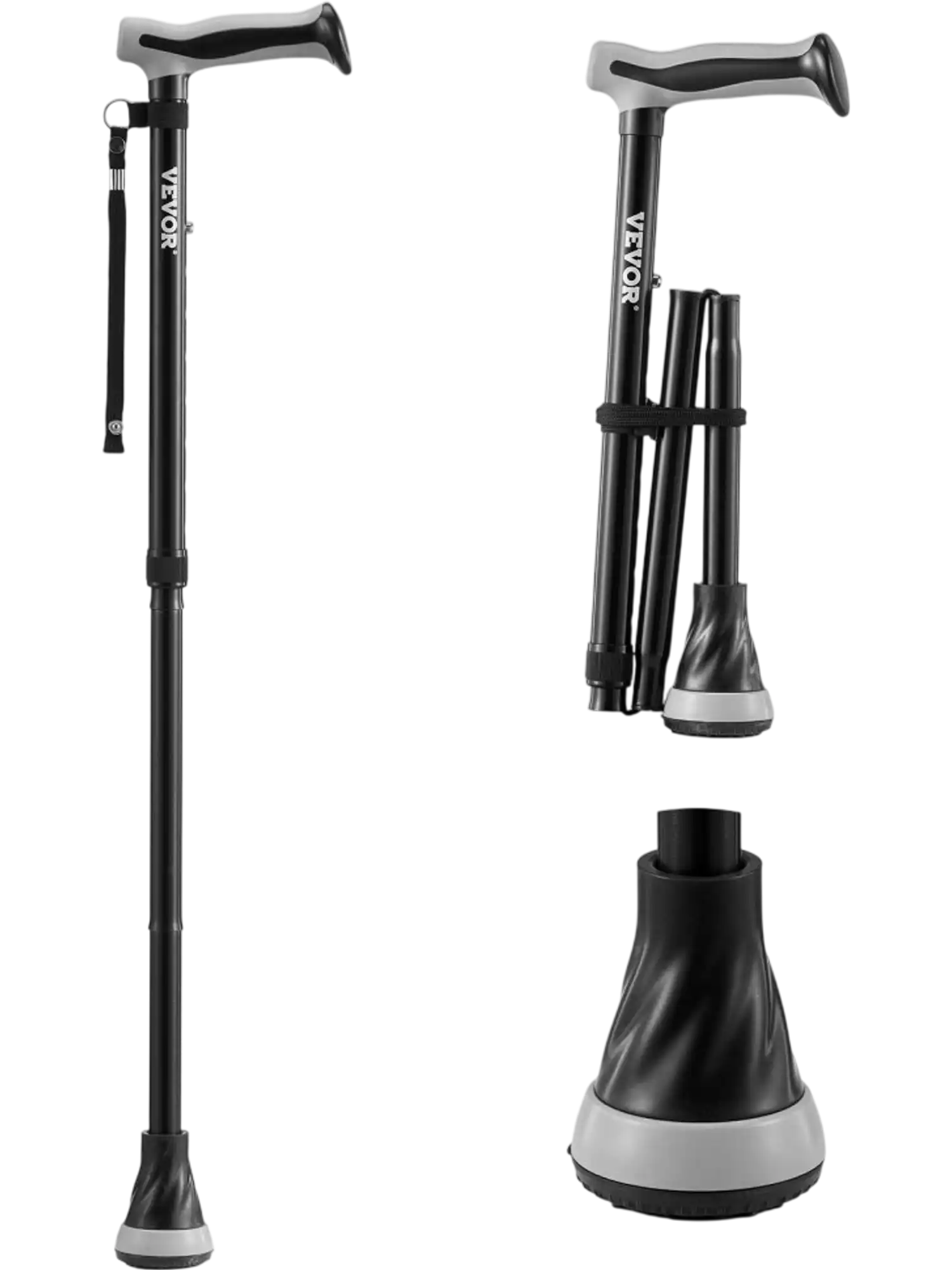 Vevor Walking Cane Foldable 8-Level Adjustable Height Anti-Slip Tip Mobility Aid New