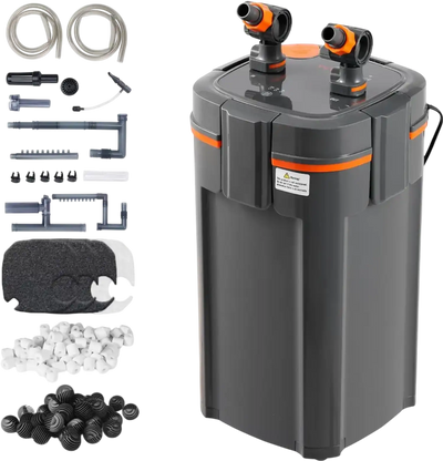 VEVOR Aquarium Filter 317GPH, 4-Stage Canister Filter 100 Gallon, Ultra-Quiet Internal Aquarium Filter with UV Protection, Submersible Power Filter with Multiple Function for Fish Tanks, 12W