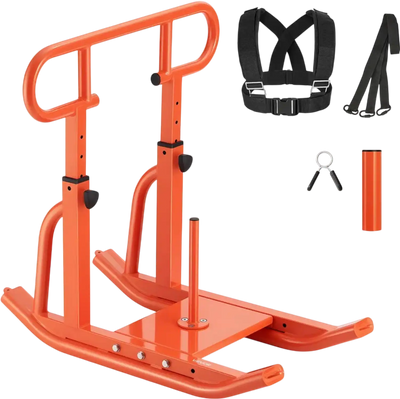 VEVOR Weight Sled, Steel Power Sled, Fitness Training Sleds for Athletic Exercise Speed Improvement, Workout Equipment with Adjustable Height Handle, Compatible with 1/2 in Weight Plates, Orange