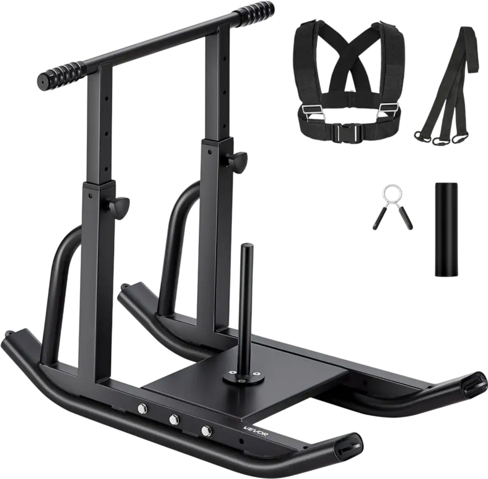 VEVOR Weight Sled, Steel Power Sled, Fitness Training Sleds for Athletic Exercise Speed Improvement, Workout Equipment with Adjustable Height Handle, Compatible with 1/2 in Weight Plates, Black