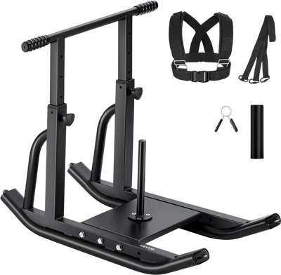 VEVOR Weight Sled, Steel Power Sled, Fitness Training Sleds for Athletic Exercise Speed Improvement, Workout Equipment with Adjustable Height Handle, Compatible with 1/2 in Weight Plates, Black
