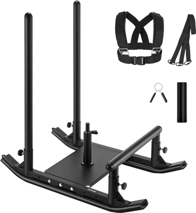 VEVOR Weight Sled, Steel Power Sled, Fitness Strength Training Sleds for Athletic Exercise Speed Improvement, Workout Fitness Equipment with Handle, Compatible with 1/2 in Weight Plates, Black