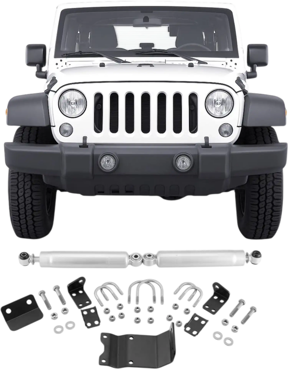 VEVOR Dual Steering Stabilizer, for 2007-2018 Jeep Wrangler JK, Dual Steering Stabilizer Kit Fits with 2 Inches of Suspension Lift or Higher, Enhanced Control & Reduced Vibration, Easy Installation