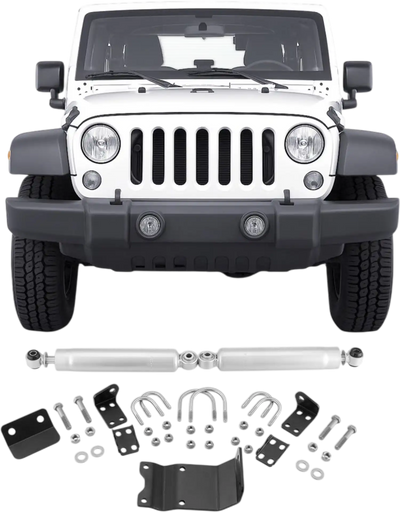 VEVOR Dual Steering Stabilizer, for 2007-2018 Jeep Wrangler JK, Dual Steering Stabilizer Kit Fits with 2 Inches of Suspension Lift or Higher, Enhanced Control & Reduced Vibration, Easy Installation