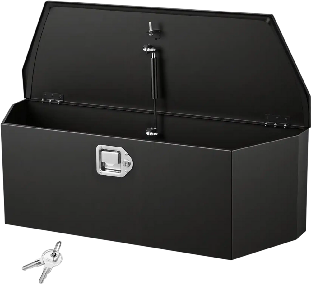 VEVOR Trailer Tongue Box, 36" x 12.3" x 12" Steel Trailer Tongue Tool Box, Heavy Duty Storage Organizer with Lock and Keys, Utility Tool Chest for Pickup Truck Bed, RV, SUV, Off-Road Vehicle, Black