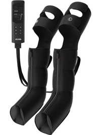 VEVOR Leg Compression Massager 9 Intensities Air Compression Leg Massager, For Daily Relaxation, 6 Massage Modes, 3 Heat Settings, Auto Shut-Off Timer, Adjustable Fit, with Storage Bag and Adapter