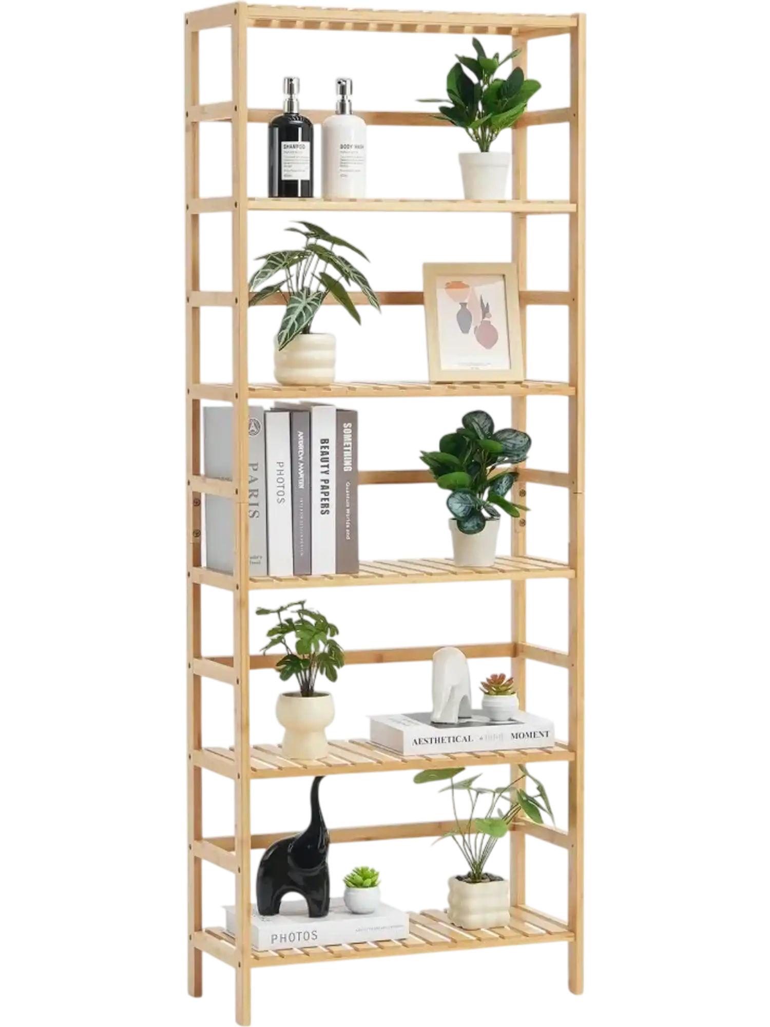 Vevor Bookshelf 6-Tier Bamboo Shelf Storage Rack Organizer New