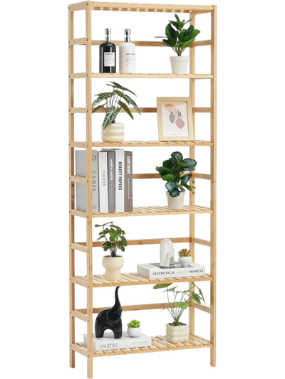 VEVOR 6-Tier Bamboo Shelf, Open Wood Bookshelf, Display Storage Rack Organizer, Freestanding Flower Plant Stand, Multifunctional Bamboo Bookshelf Ideal for Bathroom, Bedroom, Office, Study, Natural