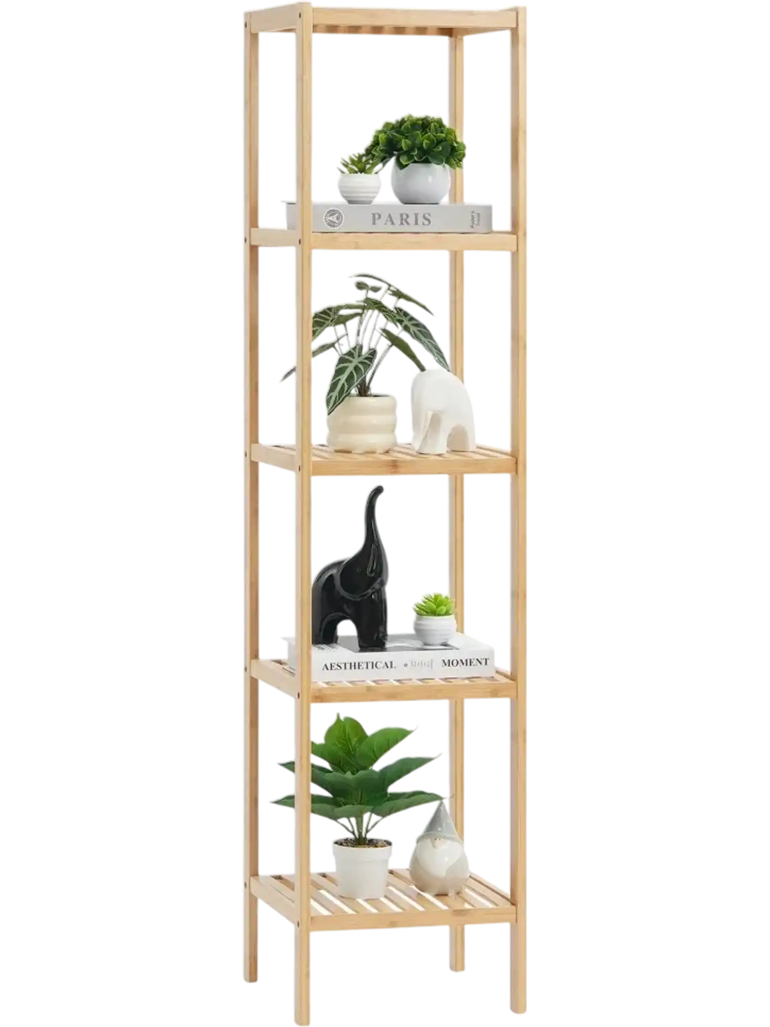 Vevor Bookshelf 5-Tier Bamboo Corner Standing Shelf New