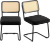 VEVOR Rattan Dining Chairs Set  of 2, Mid Century Modern Dining Chair, Upholstered Velvet Accent Chair with Rattan Back, Retro Dining Room Kitchen Chair for Living Room, Bedroom, Office (18.1 Inch)